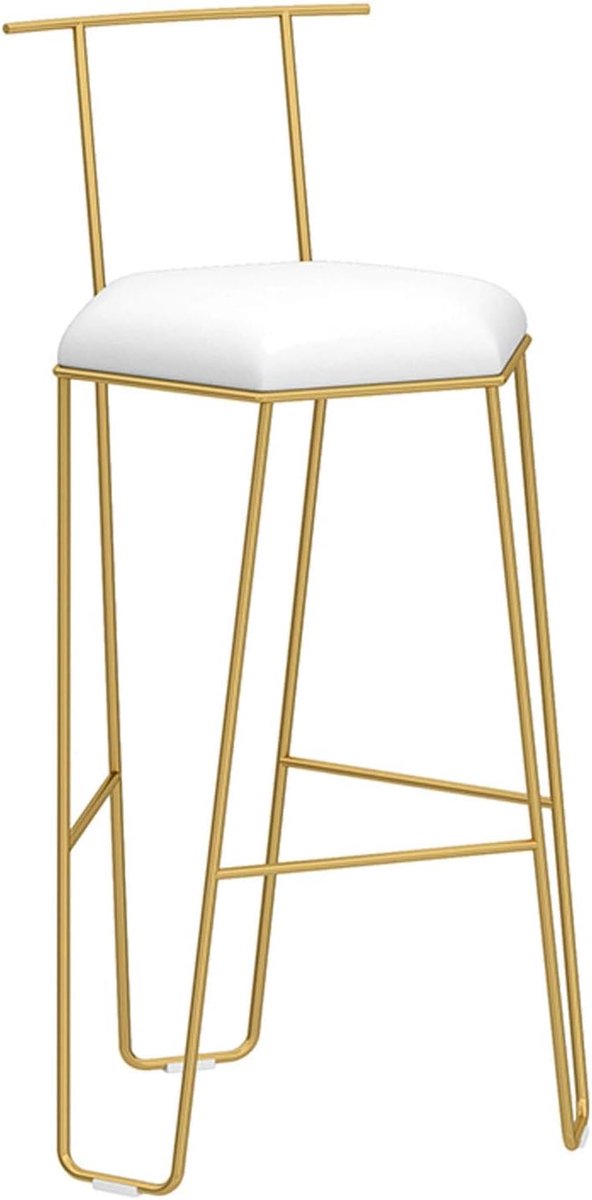 Bar Stool Wrought Iron, Backrest High Chair, Modern Breakfast Chair, Polygonal Cushion Chair, Multi-color Optional - ShopVlot