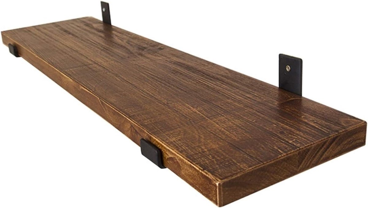 Kitchen Shelf Solid Wood Bookshelf Wall Hanging Decoration Wine Rack Living Room Bedroom Storage Rack, Metal Bracket - ShopVlot
