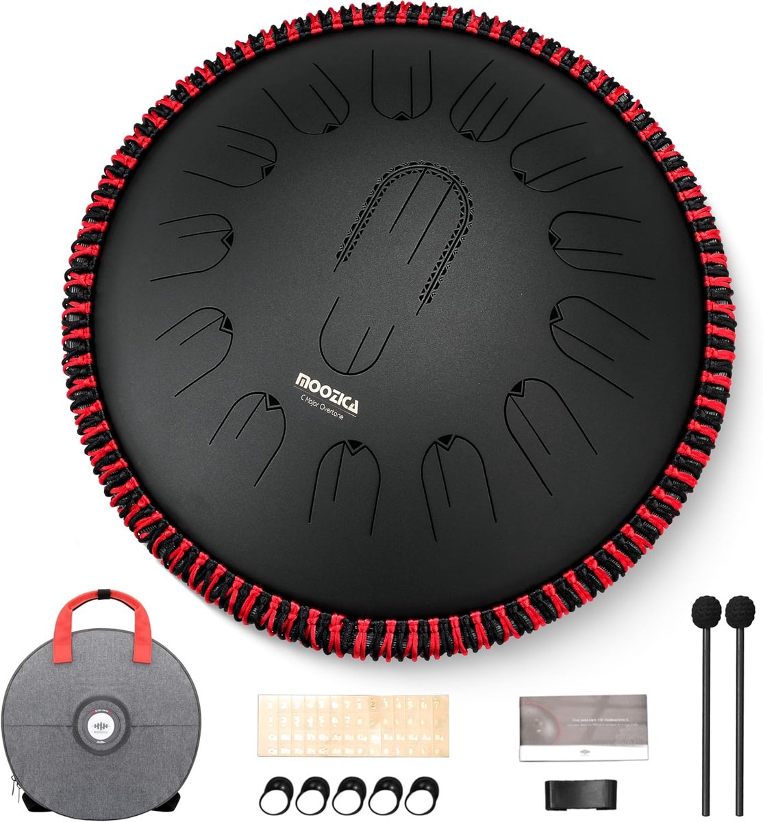 MOOZICA 15 Inch Steel Handpan Tongue Drum – 15 Tones in C Major 432Hz Tongue Drum with Octave Overtone Design – - ShopVlot