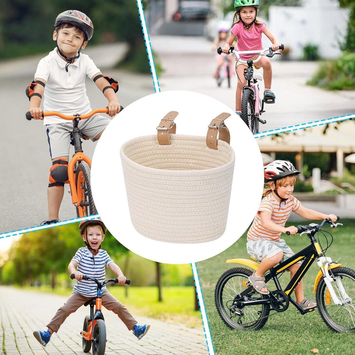 Kinder Fietsmand - Stuurmand Step Tas - Spullen Vervoeren - Gereedschapsloze Montage - 20 x 15 cm - Beige