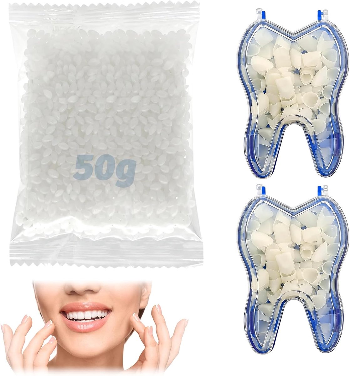 Tandreparatieset duurzaam, tandvulling, reparatiesets, 100 stuks, 50 g tandgel - ShopVlot
