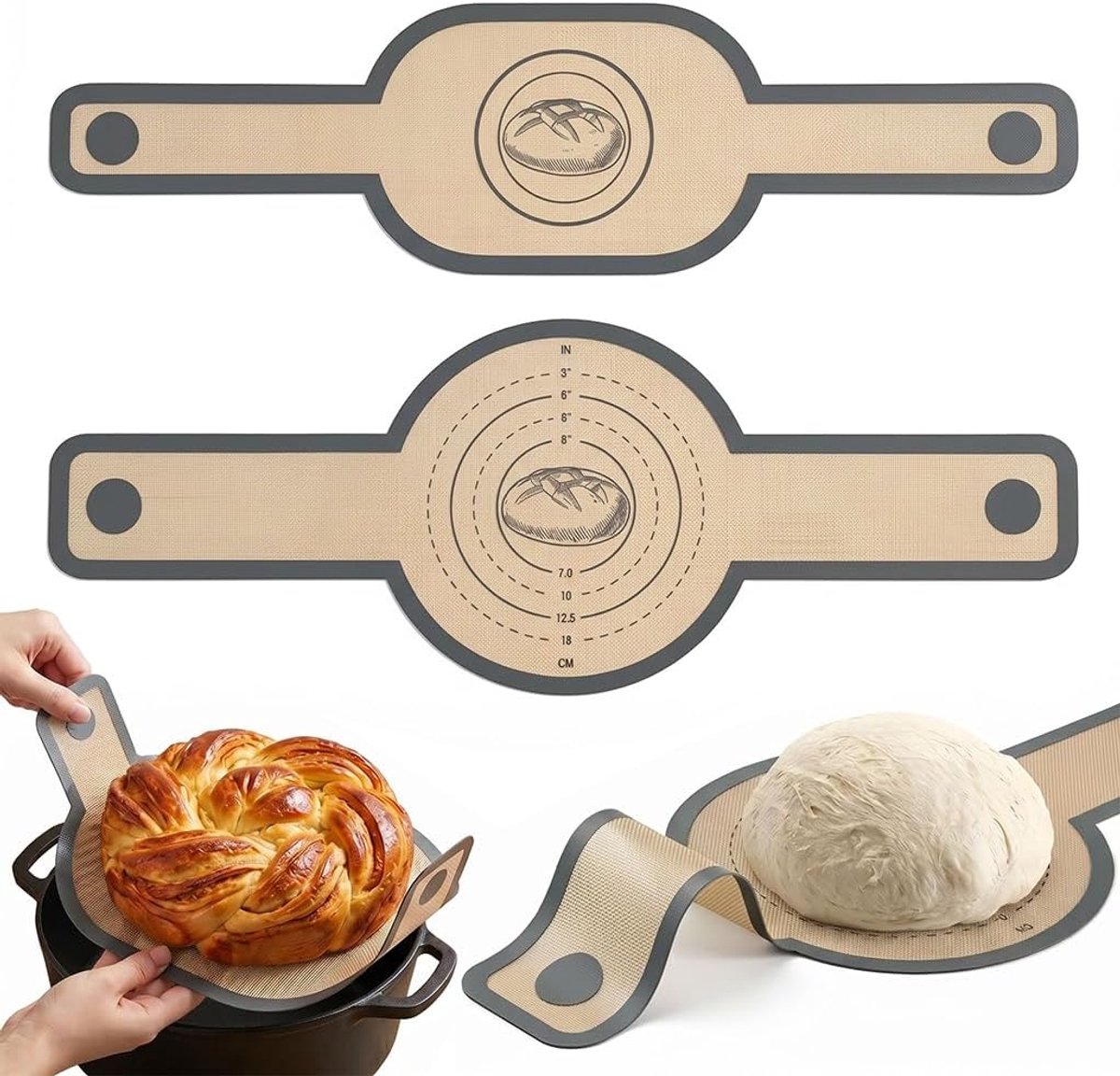Set van 2 siliconen bakmatten voor Dutch Oven, anti-aanbaklaag, herbruikbaar, met anti-verbranding handgrepen - ShopVlot