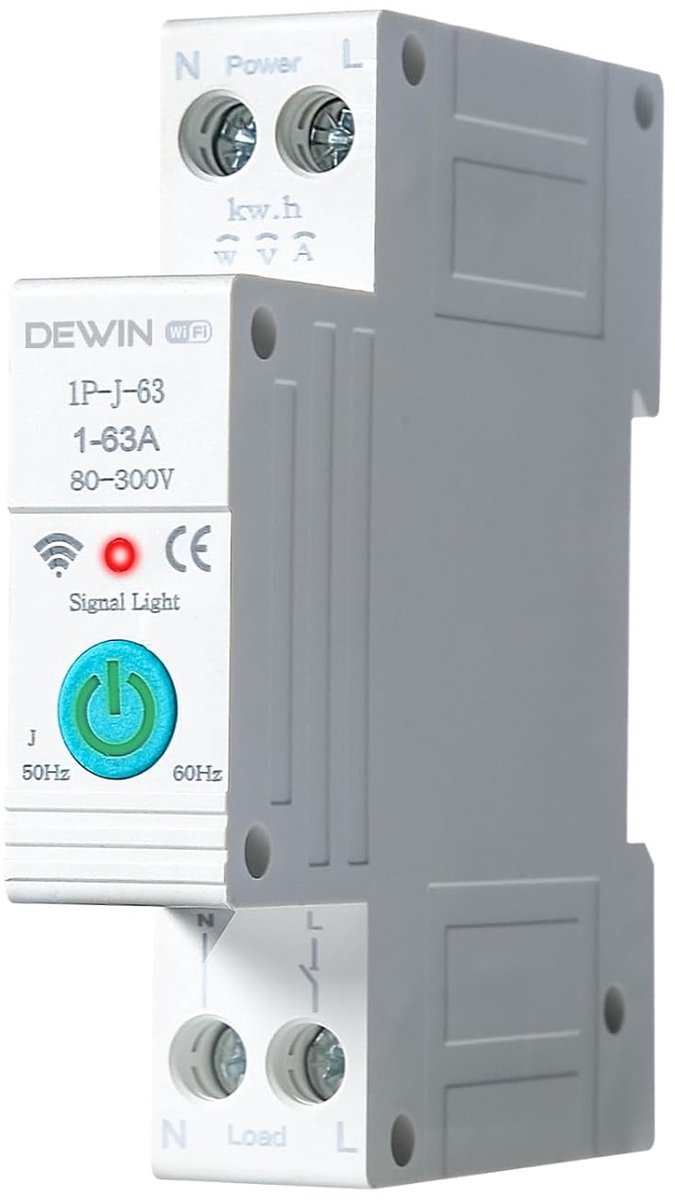 DEWIN Din Rail Circuit Breaker, Tuya WiFi Smart Circuit Breaker with Power Measurement for Smart Home Remote Control - ShopVlot