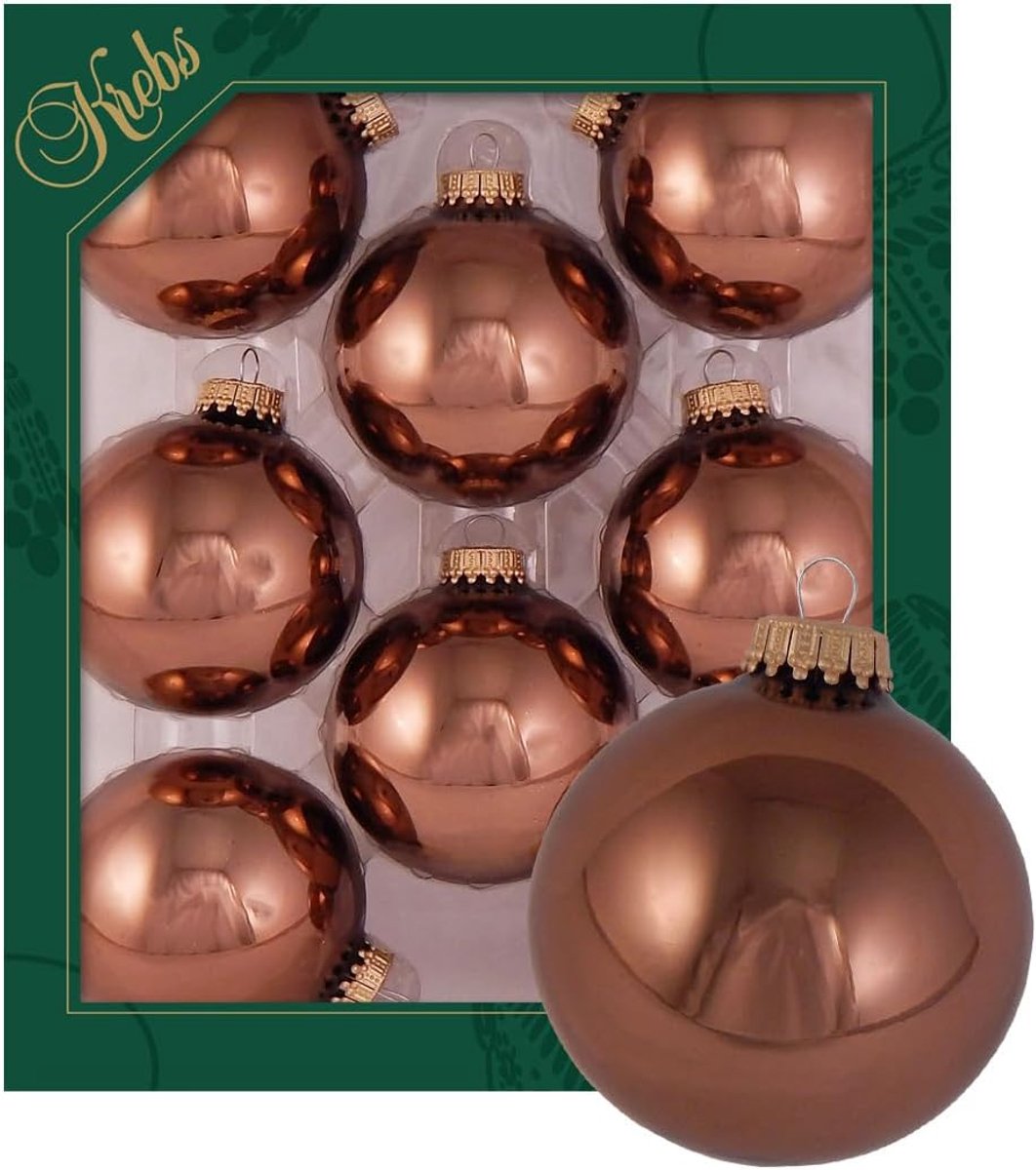 Krebs Glas Lauscha - Christmas decoration/Christmas tree decorations made of glass - plain acacia brown balls - ShopVlot