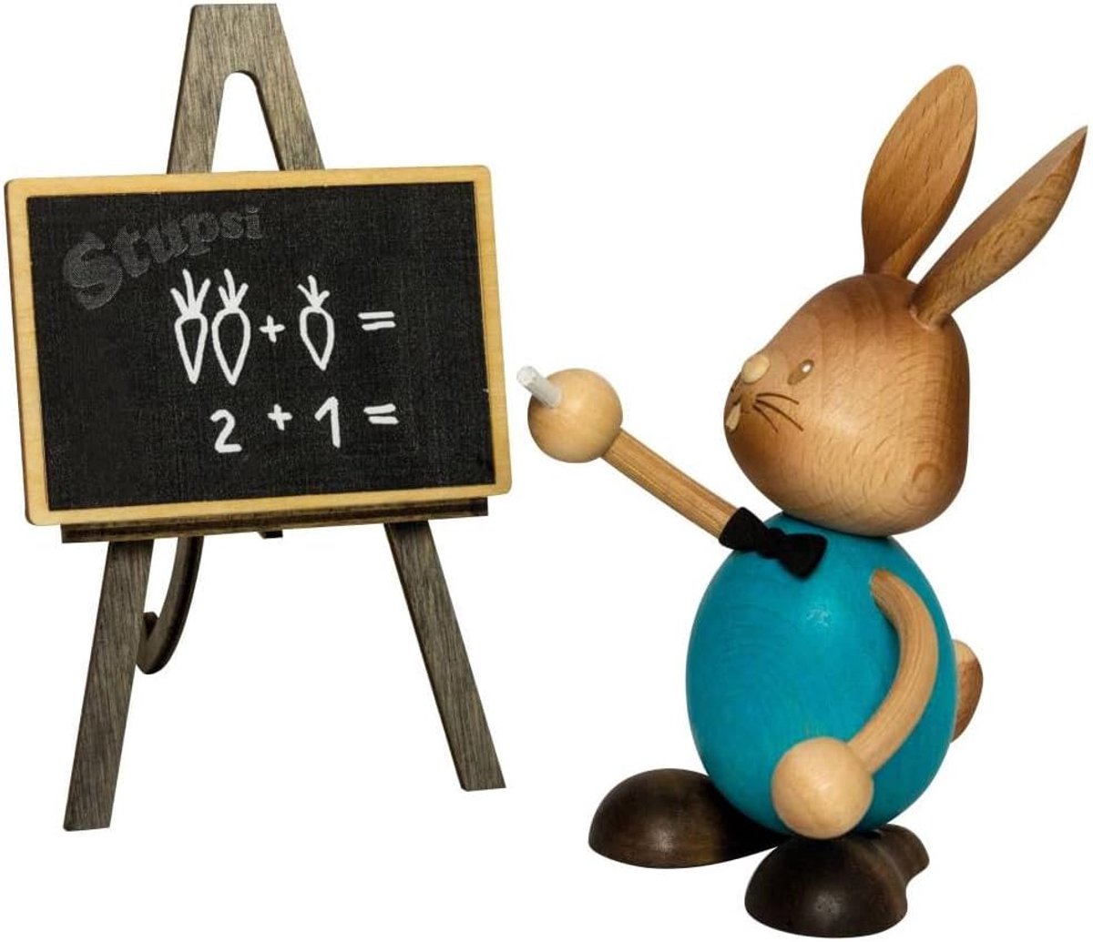 Drechslerei Kuhnert Stupsi Easter Bunny Teacher, 11 cm, Made of Finest Wood, for an Enchanting Easter Party or - ShopVlot