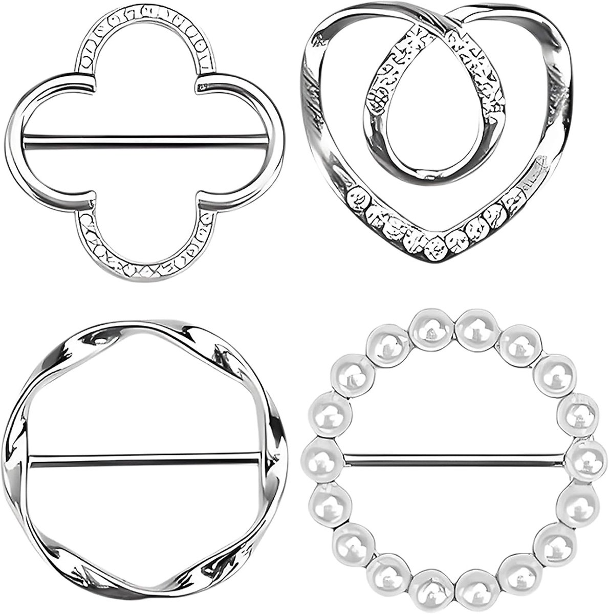 4 Pieces Silver Women Metal T Shirt Clips, Women Scarf Ring Buckle, Clothing Corner Knotted Buckle, Fashion Metal - ShopVlot
