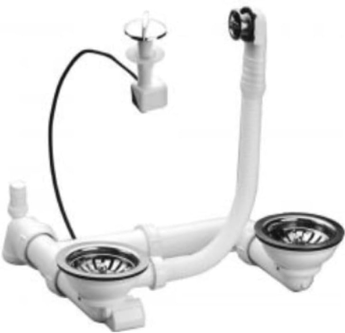 Nicoll 0224045 drain set, automatic, manual, chrome-plated, for sink with 2 reservoirs - ShopVlot