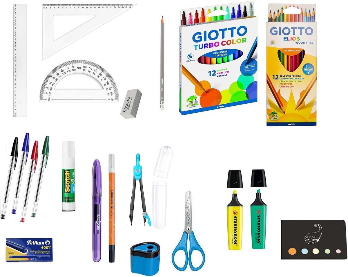 Eco School Supplies Set, 20 Pieces, College + 1 Index Blumie Glue (Purple) - ShopVlot