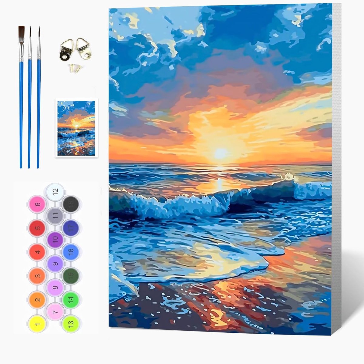 Auremi Oceaan Verf op Nummers Kits Kinderen Volwassenen, Landschap Schilderen op Nummer Kits Op Canvas, Ingelijste DIY - ShopVlot