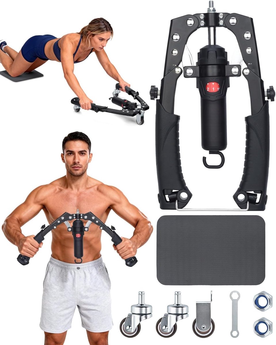 Abahub 2-in-1 Arm Trainer with AB Roller Wheels, Improved Hydraulic Power Twister Arm Trainer, Adjustable 10-450 lbs - ShopVlot