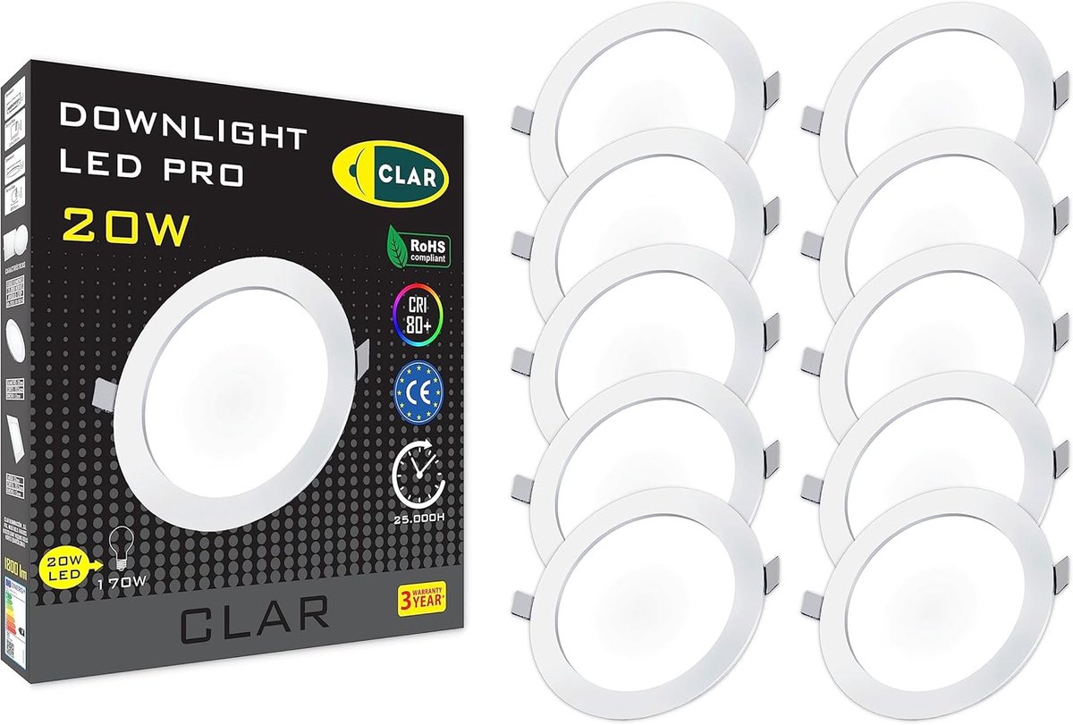 CLAR LED Ceiling Light, Indoor Spotlight, 220 mm, 20 W, 6000 K - ShopVlot