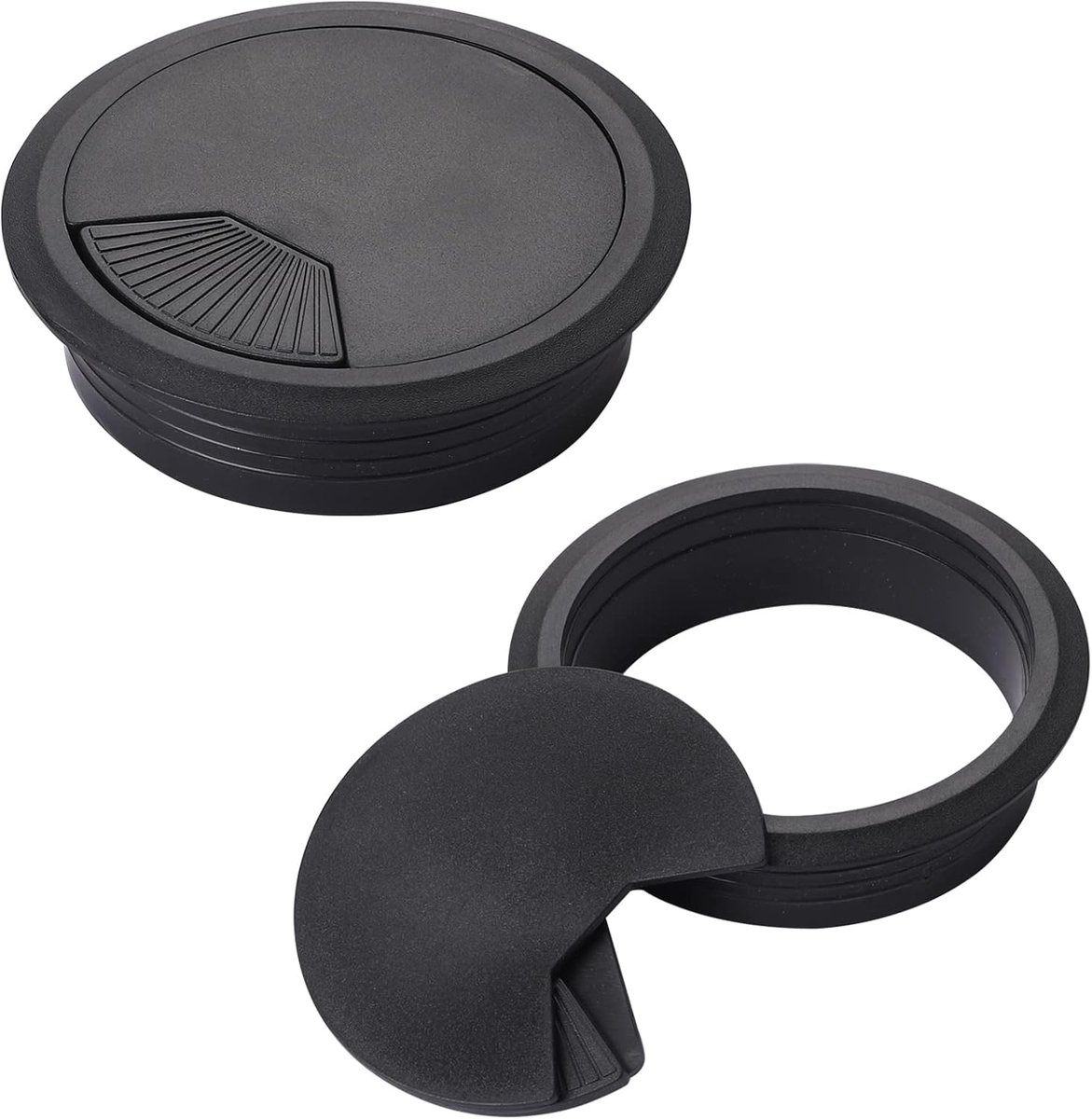 80mm Desk Grommet, 2pcs Desk Cable Wire Grommet Black Desk Grommet Cord Cable Table Grommet Cable Tidy Desk Plug Hole - ShopVlot