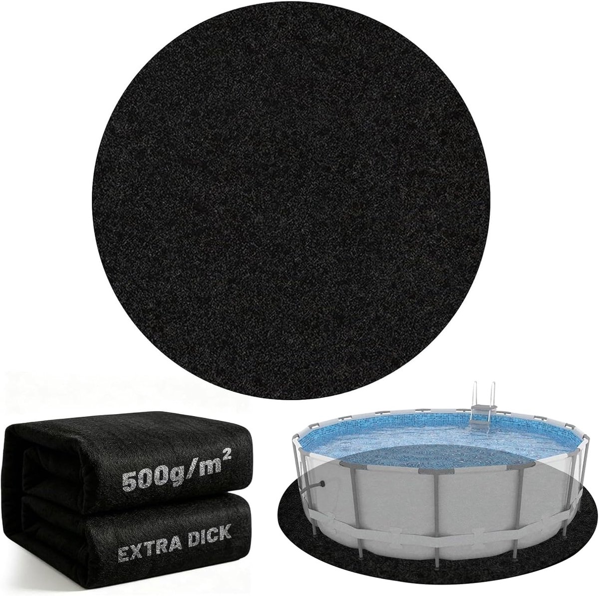 Round Pool Mat 200 cm Pool Mat Outdoor Pool Mats Protective Floor Non-Slip Anti-Mould Tear-Resistant Suitable for - ShopVlot