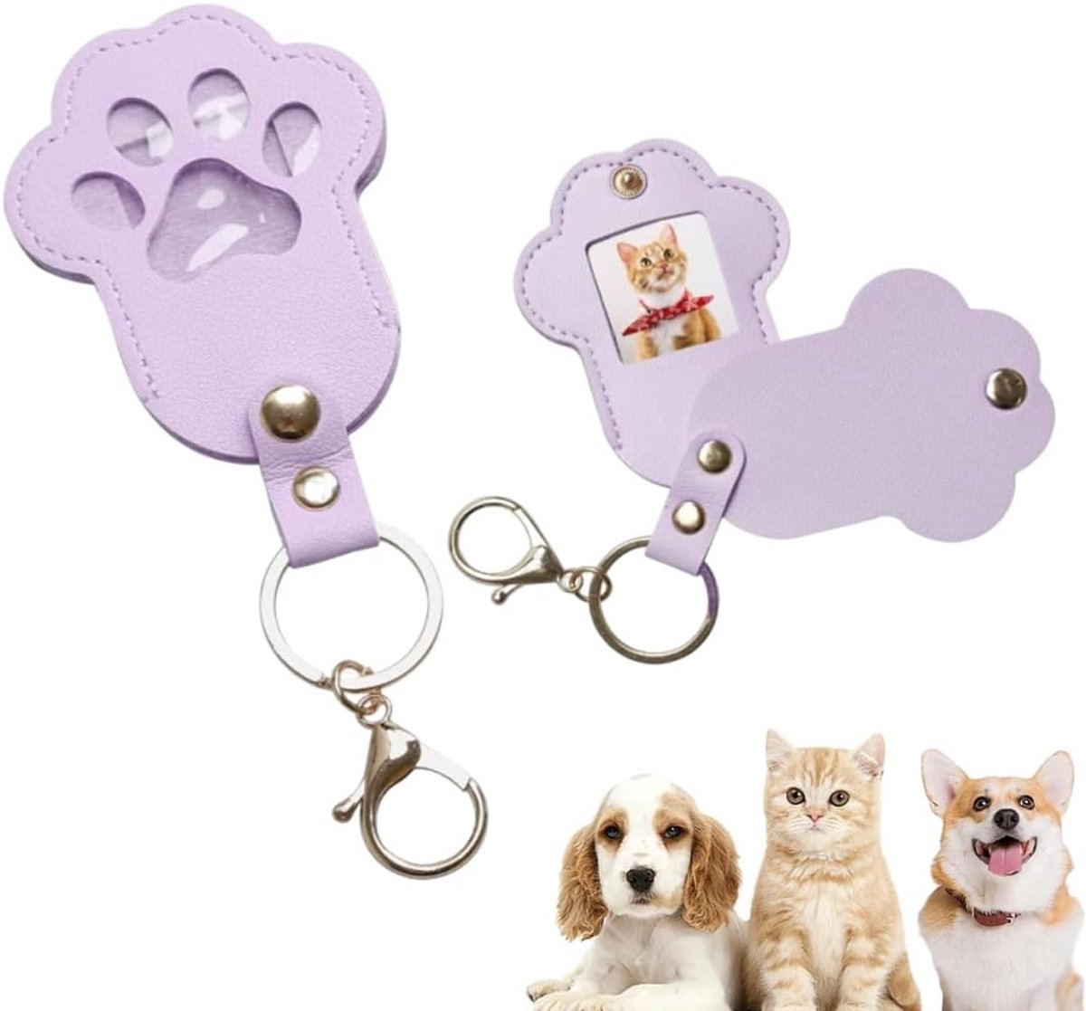 Cat Dog Hair Collector Keychain with Photo, Pet Memory Collector, Animal Keepsake And Fur Keepsake Leather Pendant Pet - ShopVlot