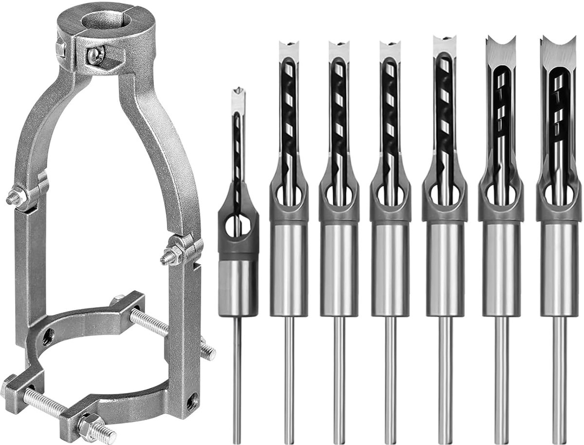 Square Hole Drill Bit Set Woodworking HSS Router Drill Wood Drill Bit Set Drill Bit Set with Adaptor 0.8 cm 8 mm 1 cm - ShopVlot