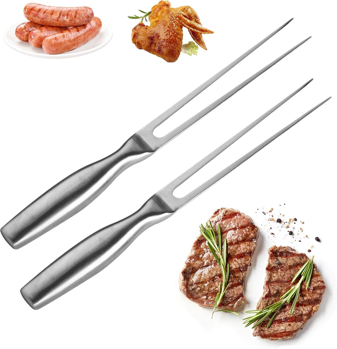 2pcs Stainless Steel Meat Forks, Portable Meat Fork with Handle - ShopVlot