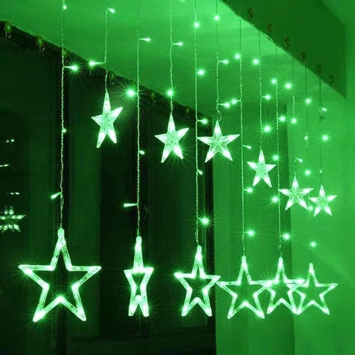Christmas Curtain Star 2 Meter - Green - ShopVlot