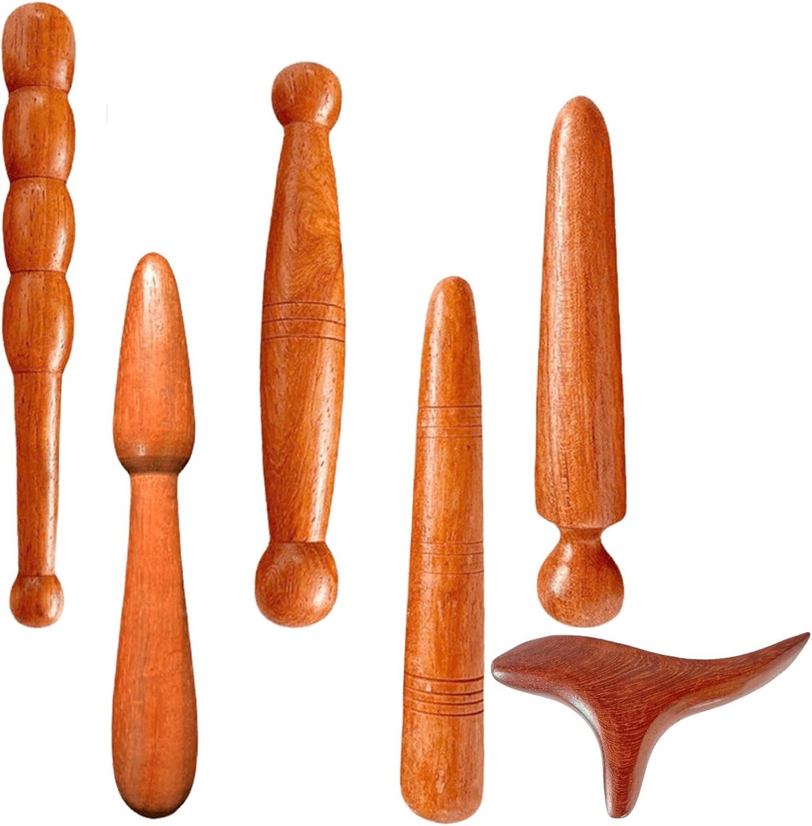6pcs Trigger Point Massager: Triangle Massager, Trigger Point Massager Foot Wooden Massage Rod, Massage Trigger Roller - ShopVlot