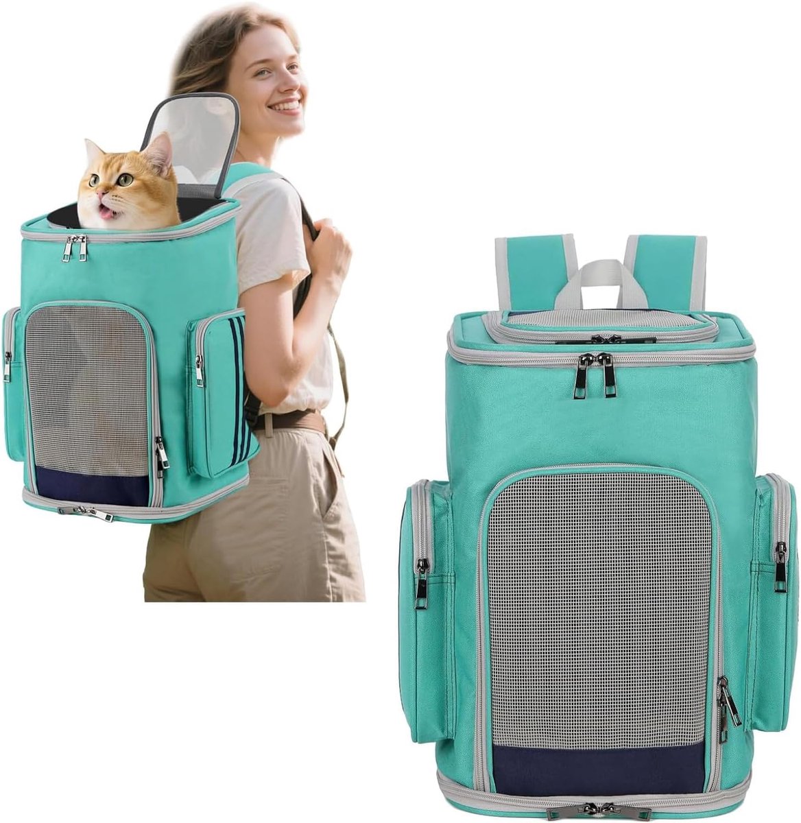 PETCUTE Pet backpack for dogs and cats, foldable dog backpack with adjustable shoulder strap and removable mat, dog - ShopVlot