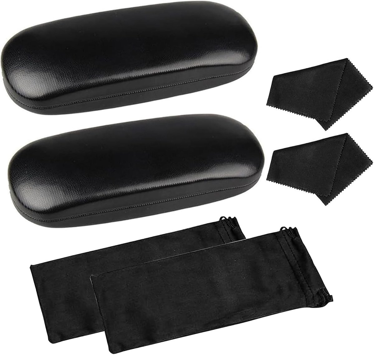 Glasses Case Hardcase, 2 Pieces Glasses Case, Hard Eyeglass Case, Glass Case with Microfiber Cloth and Eyeglass Bag - ShopVlot