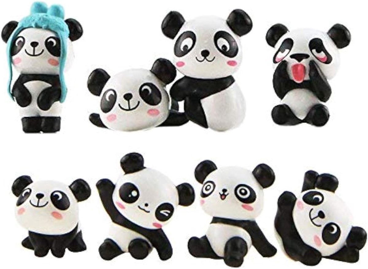 1 Set of 8 pcs Mini Animal Miniature Panda Decoration, Cute Toy Figures Decoration, DIY Gardening Doll - ShopVlot