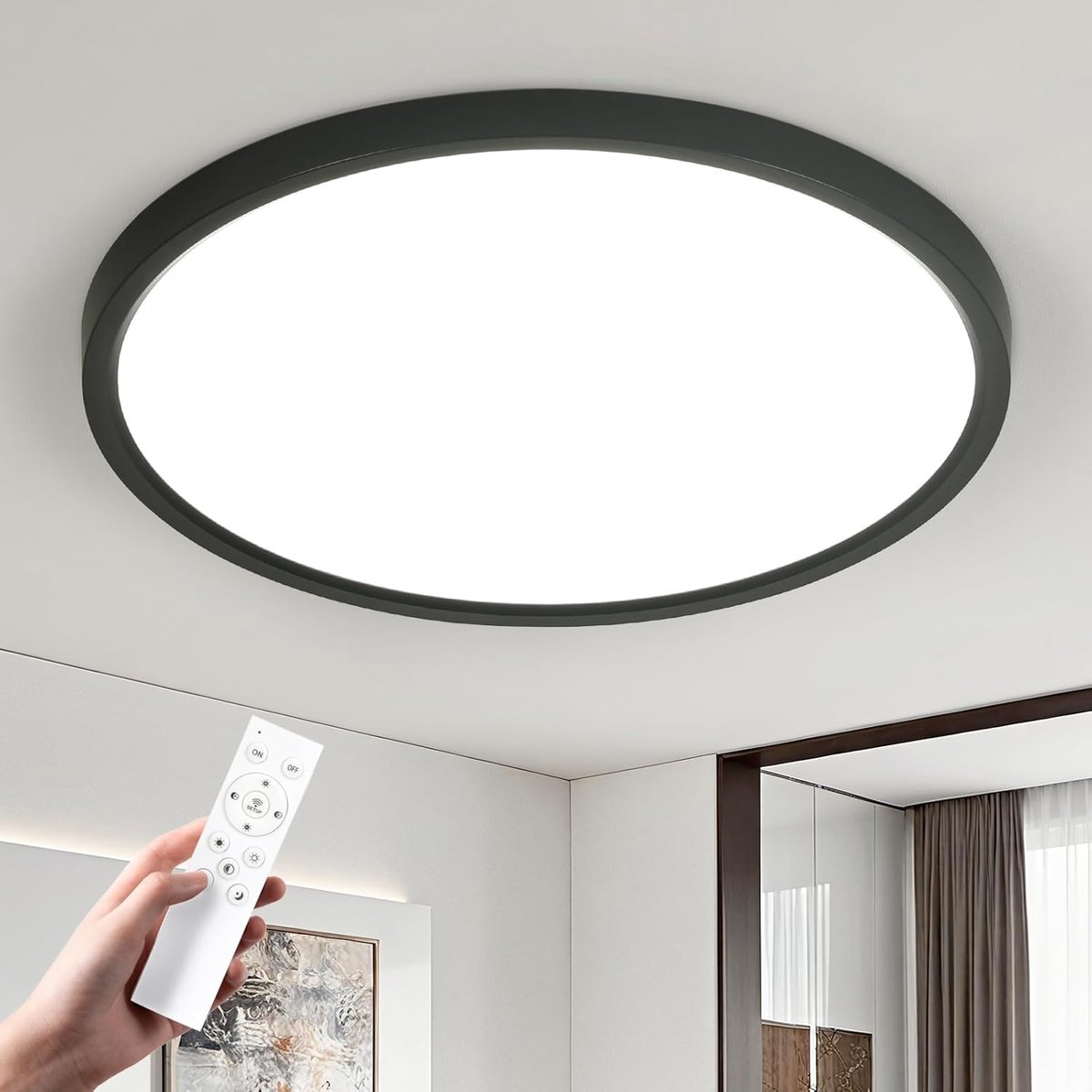 LED Ceiling Light 40 cm 3000K/4000K/6500K Black - ShopVlot