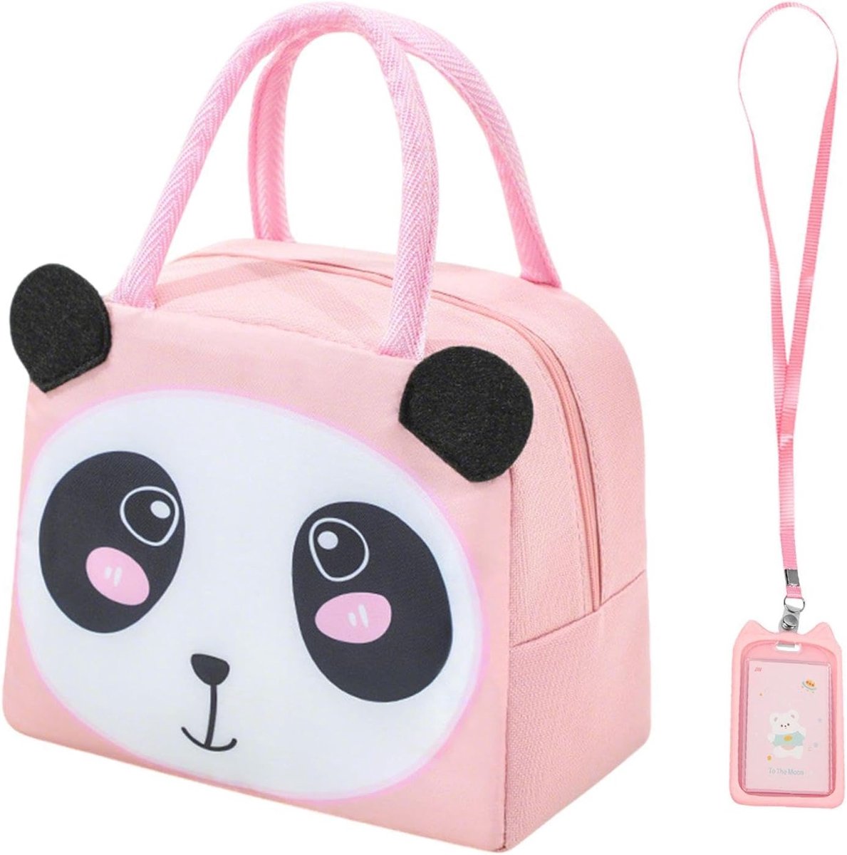1 Piece Panda Pattern Lunch Box Bag And 1 Piece Rice Card Cover, Cartoon Lunch Bag, Practical Portable Insulation Bag - ShopVlot