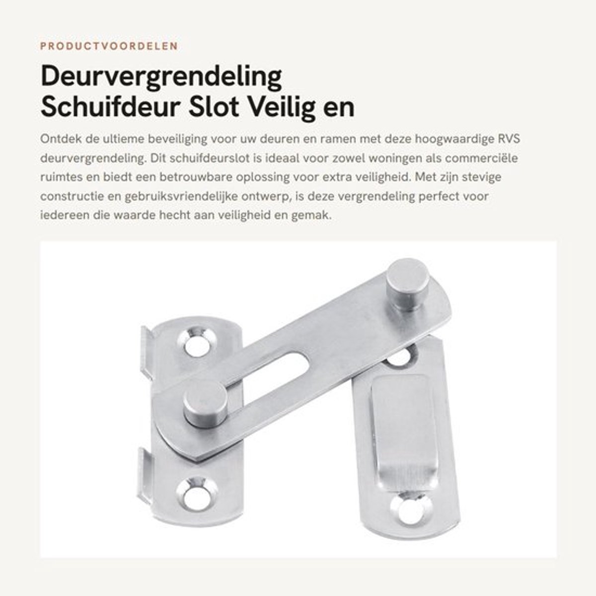 Deurslot RVS - Vergrendeling voor Deuren - Deurslot voor Raam/Kast - Anticorrosie - Eenvoudige Installatie - Inclusief Schroeven - Sluitsysteem