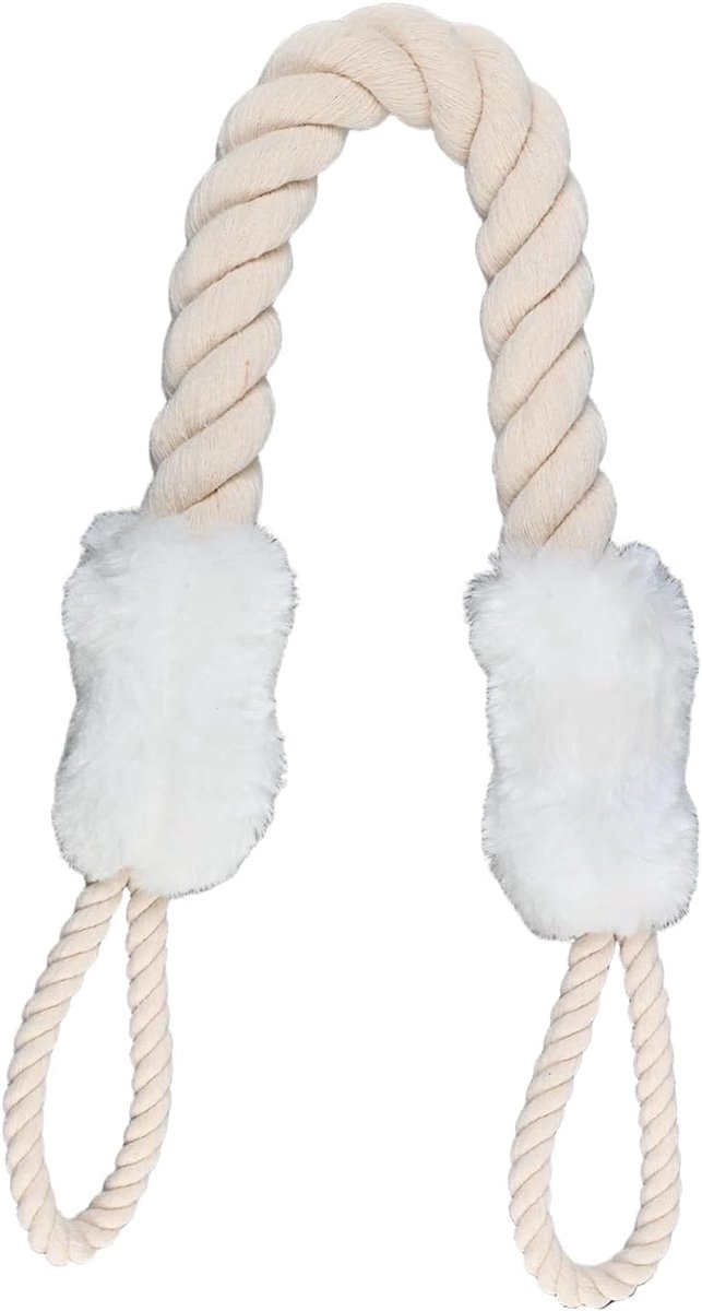 SnelShoppen - Door Stopper met Handvat, Katoenen Deurkabel Bescherming voor Deurgrepen, Voorkomt Vasthouden van Vingers en Klauwen - 60 cm, Wit