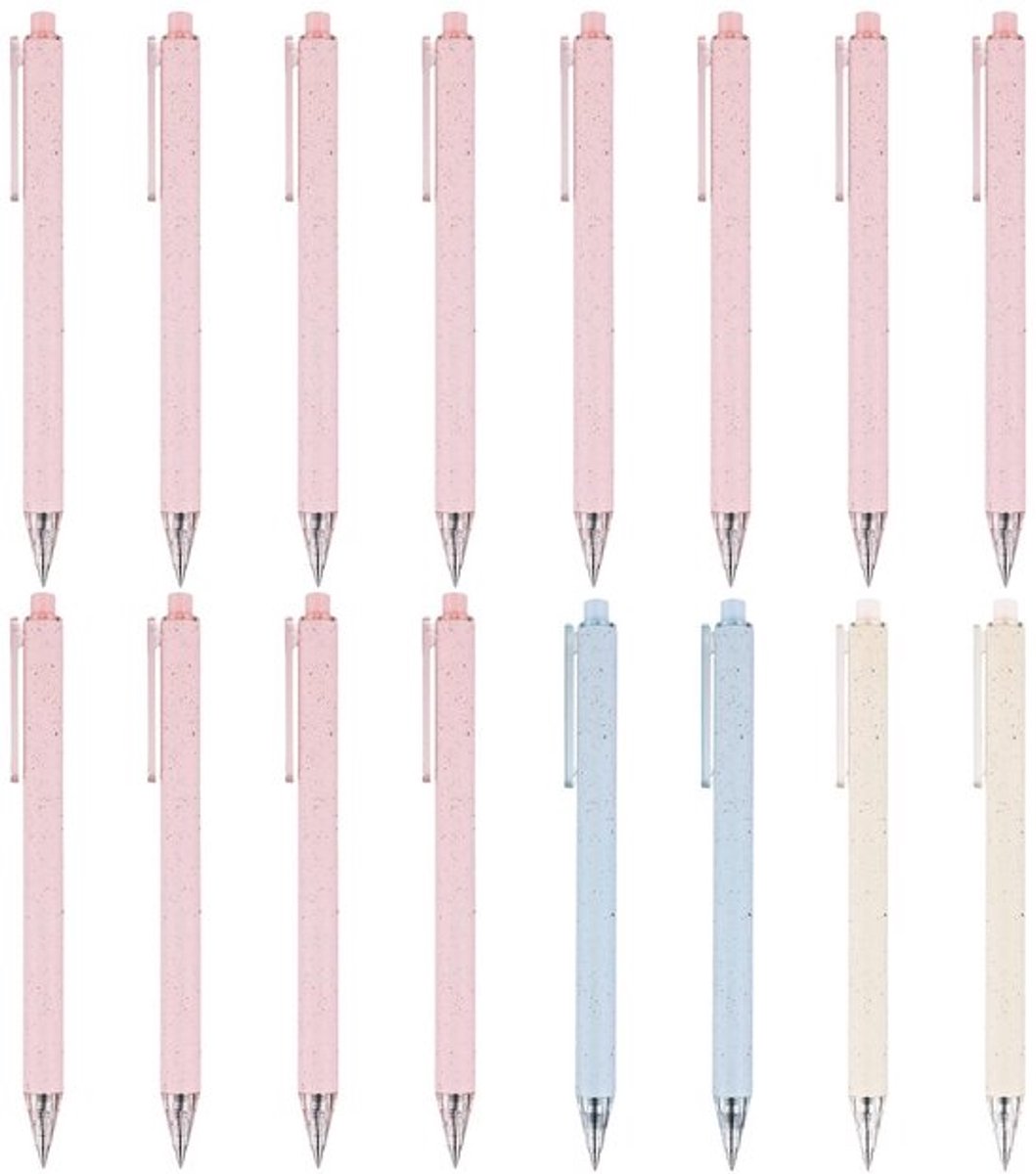 Bureaustiften 16 stuks - Schrijfbalpen - Leergelpen - Balpen - Kunststof - Punt 0,5 mm - Balpennen