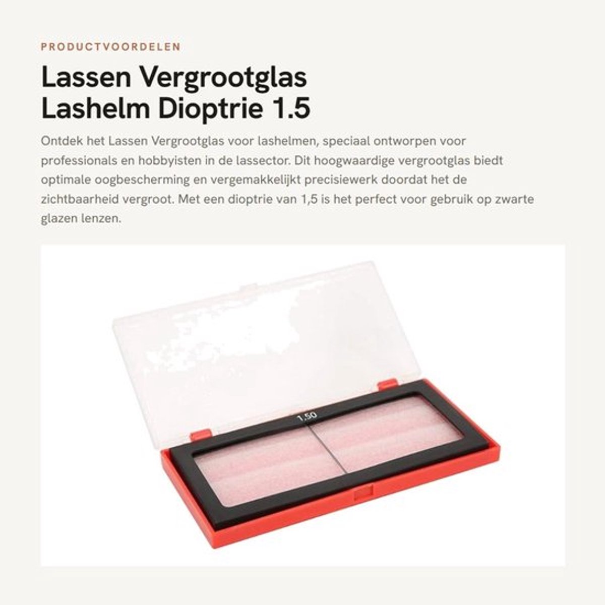 Vergrootglas Dioptrie 1,5 - Loeplens voor lasglas - Oogbescherming - Geschikt voor lasmaskers - Afmetingen 5 x 4 cm - Bescherming tegen UV-straling - Laslens