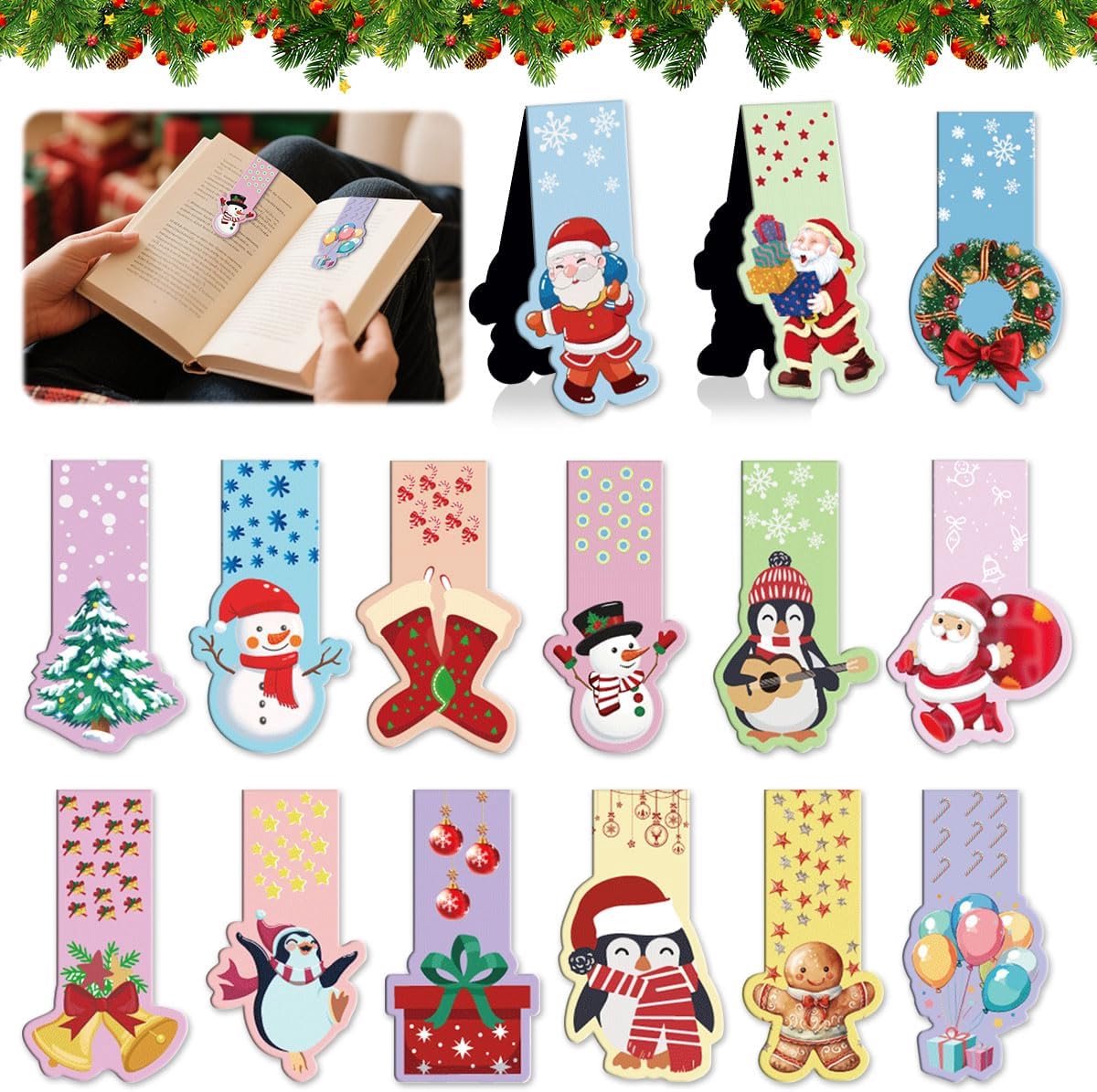 magnetische boekenleggers 30 stuks - kerstthema - kleurrijk ontwerp - ideaal voor boekenliefhebbers - ShopVlot