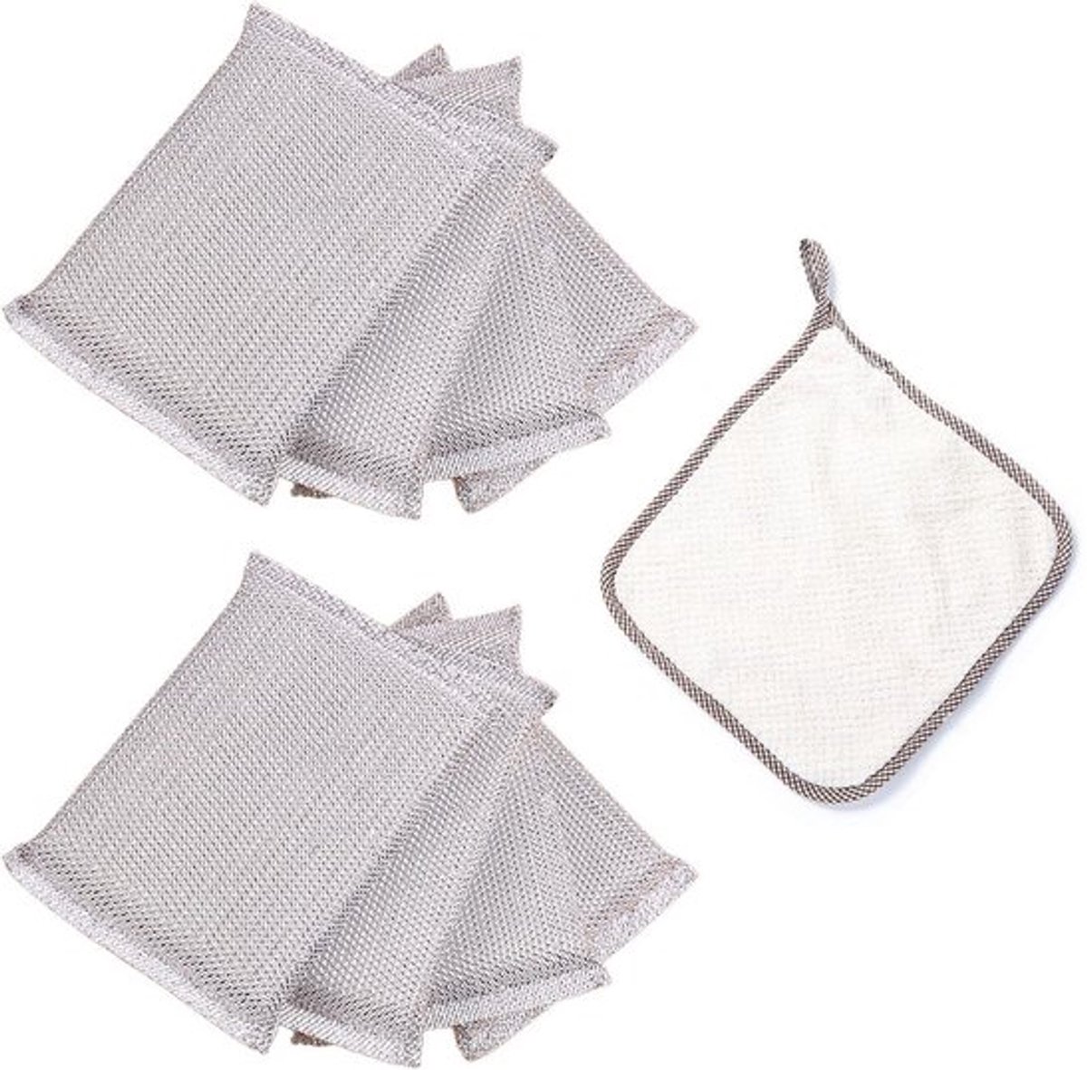 Set van 8 Vaatsponzen met 1 Microvezeldoek
