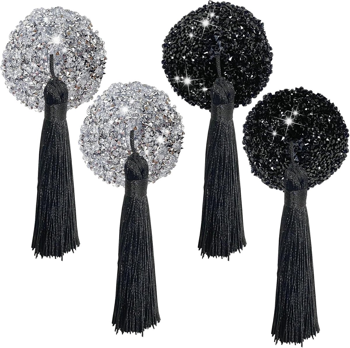 Nipple Covers 2 Paar - Waterdichte Diamanten - Zelfklevende Fringes - Herbruikbaar voor Feestjes - ShopVlot