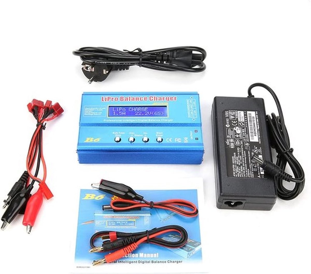 SnelShoppen - Digitale Lipo Charger 80W B6 LCD Balance Charger Discharger voor LiPo, Li-Ion, NiMH, NiCd - RC Hobby Acculader 1-6S/1-15S
