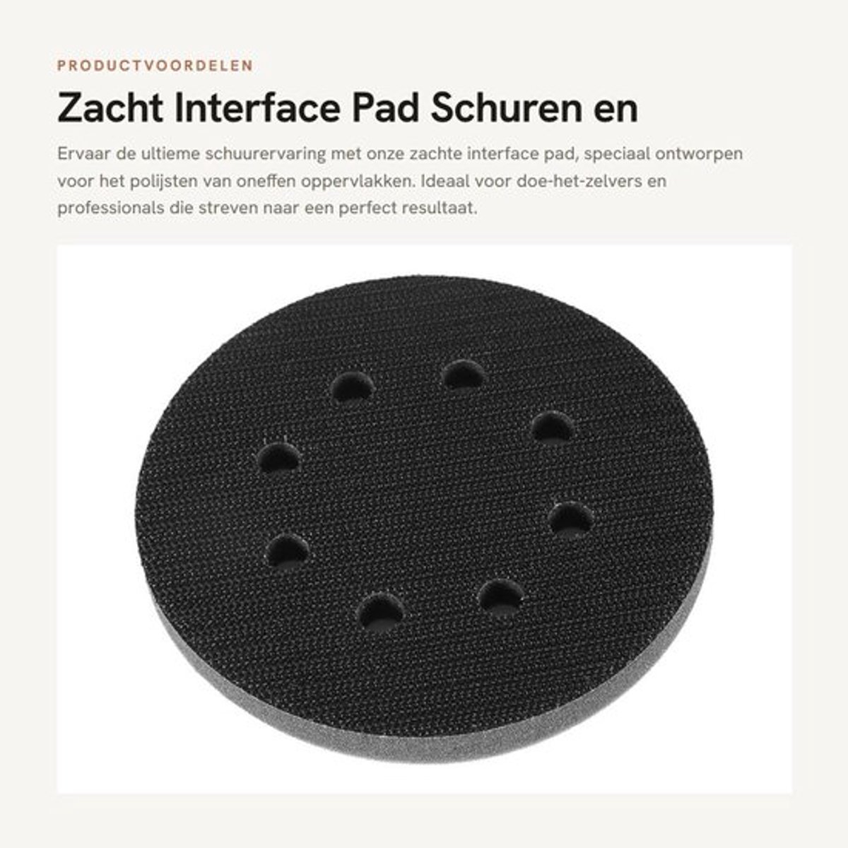 Zacht Interface Pad - Schuren en Polijsten - Antivibratie - 125 mm Diameter - Geschikt voor Elektrisch Gereedschap - Zwart