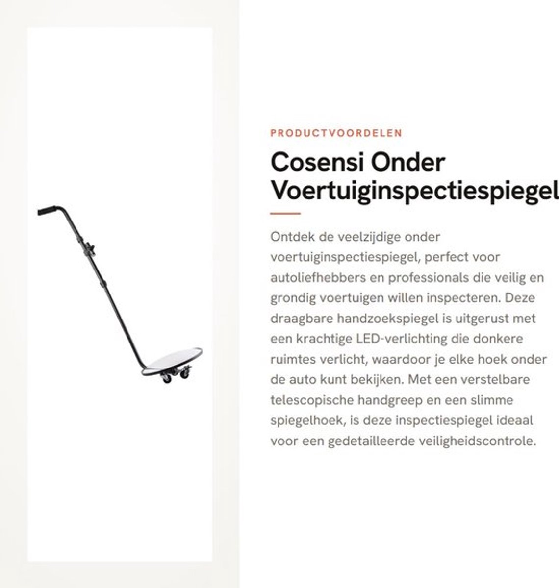 Onder Voertuiginspectiespiegel - Draagbare Handzoekspiegel - LED-verlichting - Verstelbare Handgreep - Veiligheidscontrole Onder Auto's -...