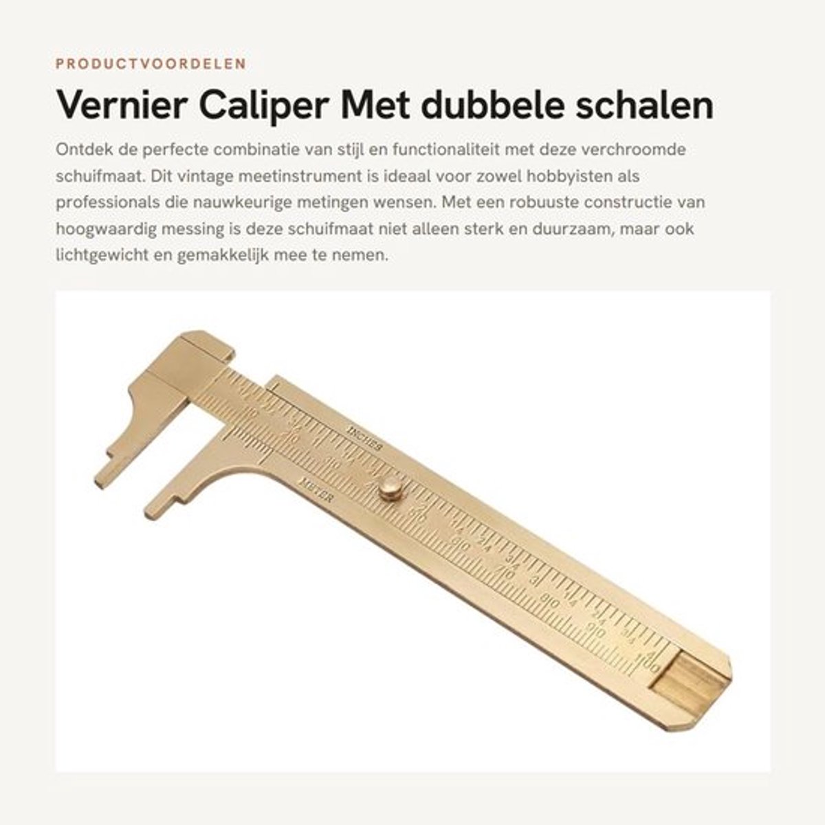 Schuifmaat Dubbele Schaal - Vernier Caliper - 80mm/100mm - Hoogwaardige Messing - Lichtgewicht - Precisie Meetinstrument - Meetlat