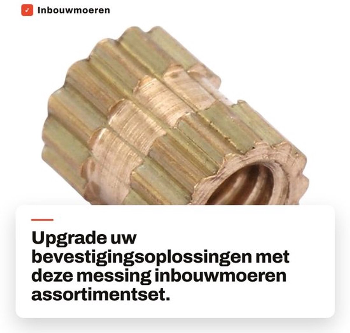 Inbouwmoeren Assortimentset - Messing - 100 Stuks - M2,5 x 3 x 3,5 - Hittebestendig - Duurzaam - Bestand tegen slijtage - Schroefmoeren