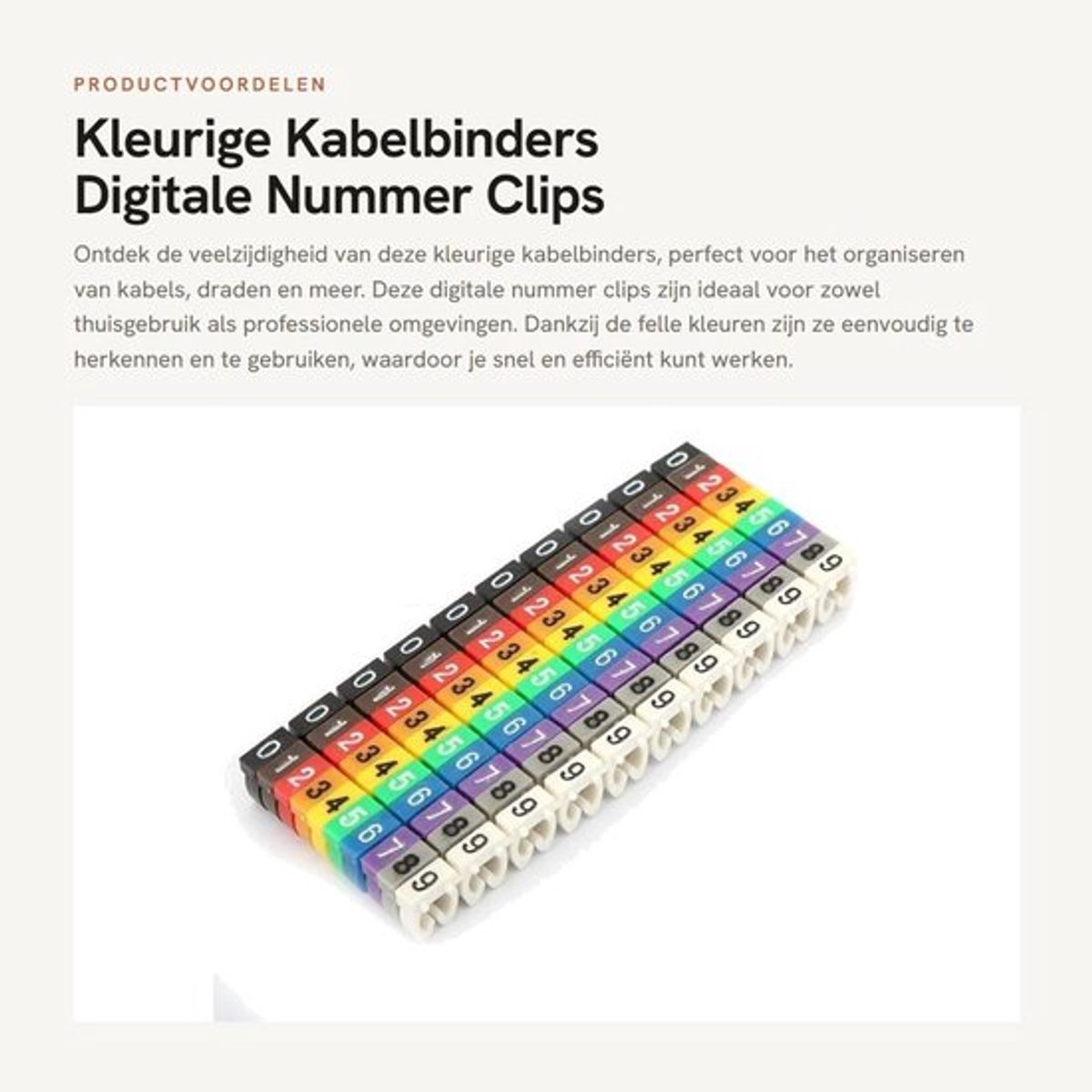 Kabelbinder 100 Stuks - Digitale Nummer Buis Marker - Kabel Organiser - Klittenband - Herbruikbare Kabelbinders - 4mm/4mm² - Kabelmarkering