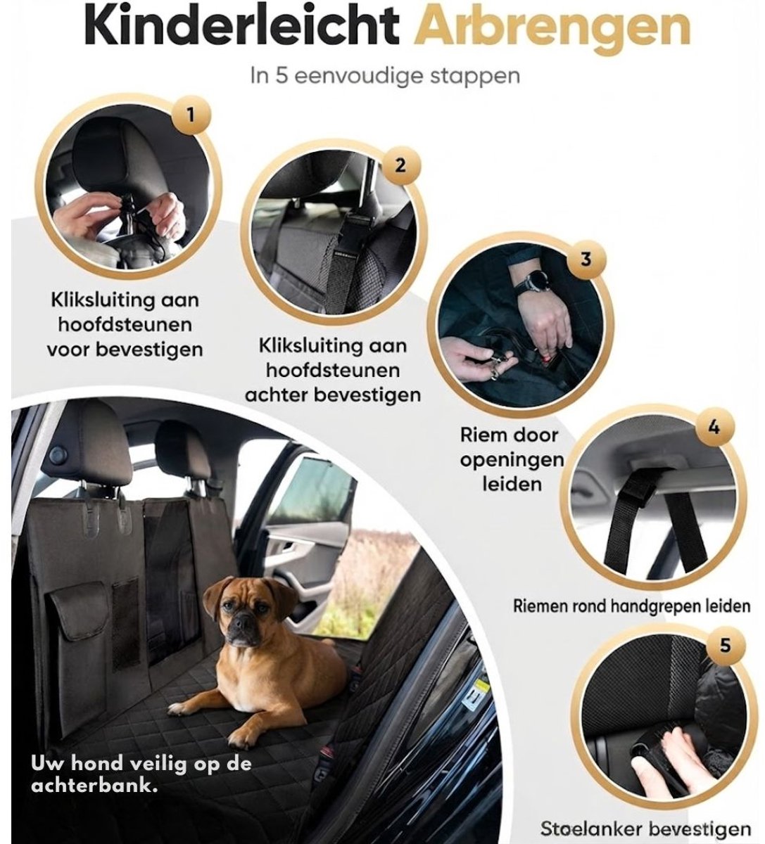NIVA® Hondendeken Auto - Achterbank en Kofferbak – Beschermdeken voor Honden - Zwart - 30cm x 25cm x 12cm