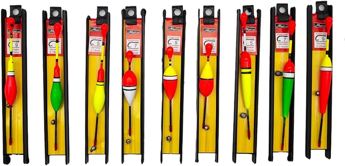 Visvlotter 9 stuks visdrijvers met lood, vislijn en haken, forel visstop voor gewone vissen, trotten, palen - ShopVlot