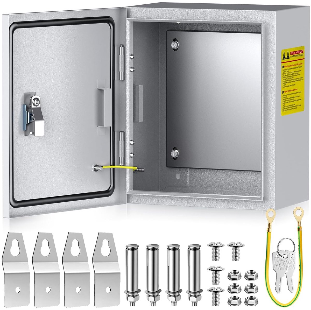 EYPINS Metalen verdeelkast, waterdicht, 250 x 300 x 160 mm, elektrische behuizing van koudgewalst staal met aluminium - ShopVlot
