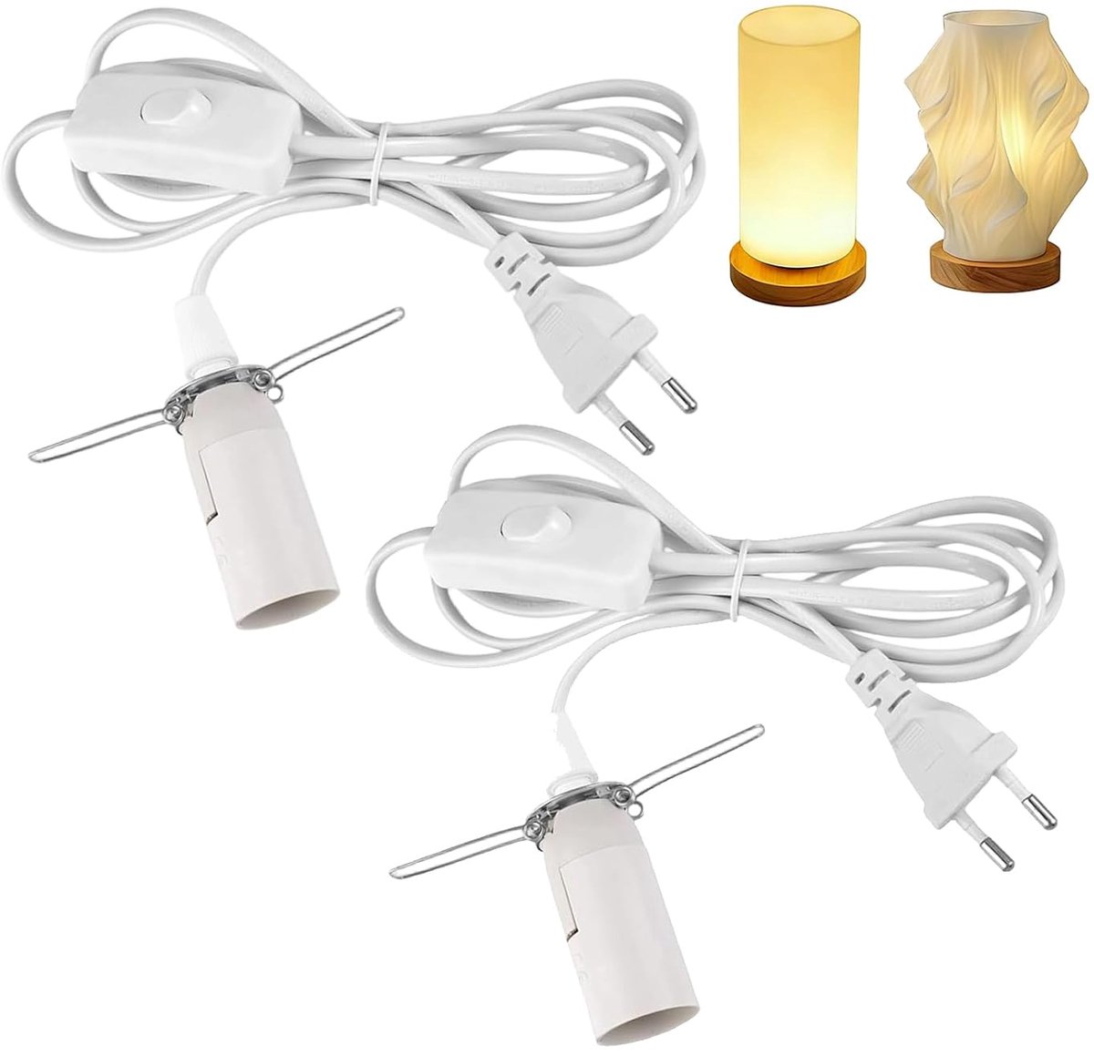 2 stuks kabel met schakelaar voor zoutlamp lamphouder 1,8 m, E14 lamphouder met kabel, zoutlampfitting, E14 adapter - ShopVlot