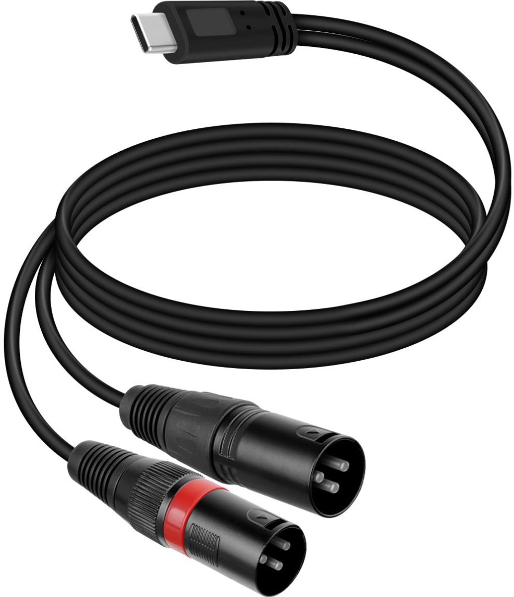 USB C to Dual XLR Splitter Audio Cable, Type C to 2 XLR Male Output Stereo Audio Adapter, Compatible with Mobile - ShopVlot