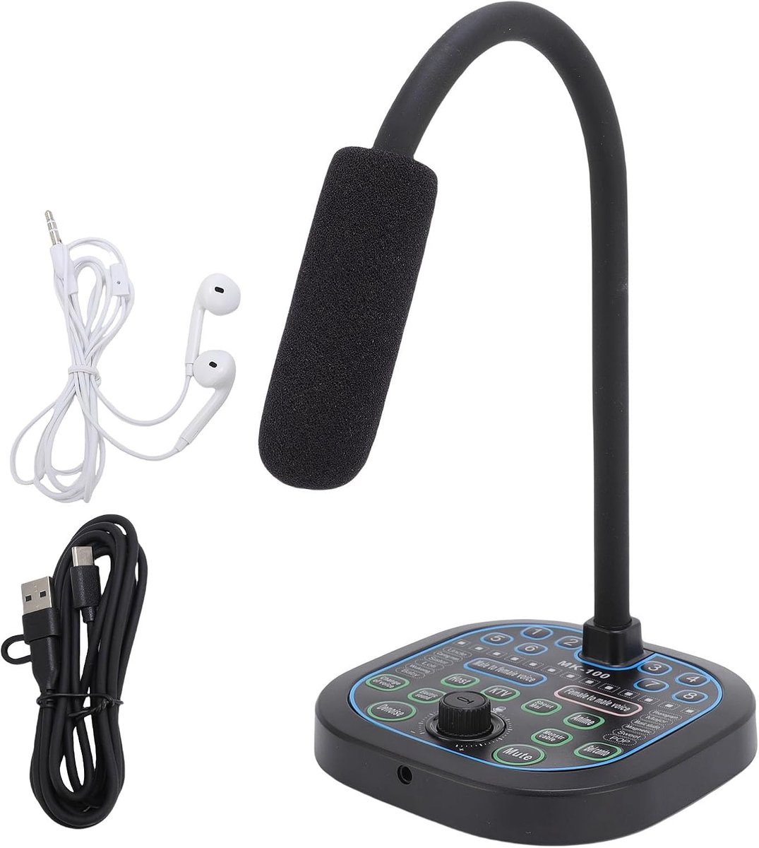Handmicrofoon Stemwisselaar 16 geluidseffecten Draagbare stemvermomming met ingebouwde microfoon voor online gaming PC - ShopVlot