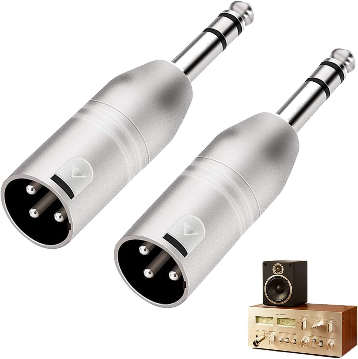 2pcs Audio Adapters TRS 6.35mm to XLR Plug, TS Jack Adapter, Stereo Pairing Adapter, for Connecting XLR Cable to Mixer - ShopVlot