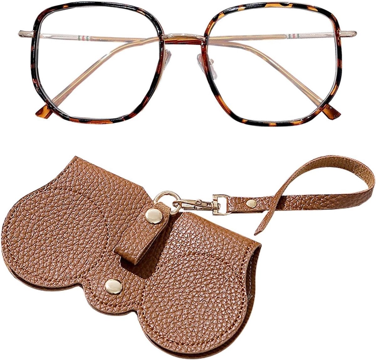 1 Piece Glasses, 1 Piece Sunglasses Bag, Anti-Blue Light Glasses, Fashionable Leopard Pattern Glasses, Reading - ShopVlot