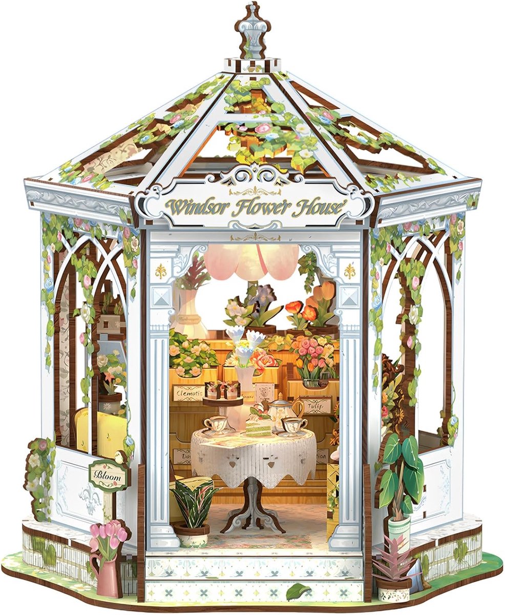 CUTEBEE Book Nook Kit - Dollhouse for Adults, Elegant European Flowering Miniature House with Interchangeable Doors - ShopVlot