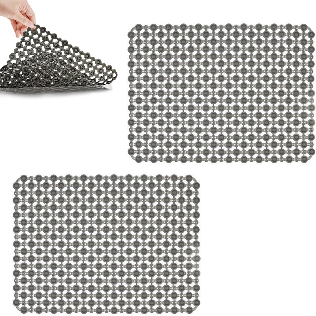 Sink Mat, 40 x 30 cm, 2 Pieces, Sink Mat for Kitchen Sink Mat, PVC Mat, Quick Draining Sink, Sink Mat for Kitchen - ShopVlot